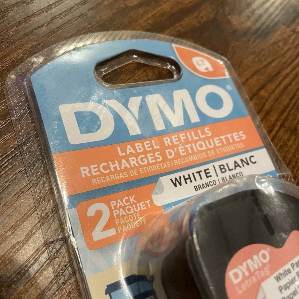 ✅DYMO LetraTag Refills 2 Pack White Paper Label Tape 12mm x 4m #️⃣0518